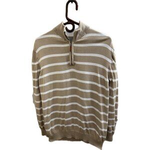 Collars & Co. Men's Pullover Sweatshirt XL With Quarter-Zip Beige 100% Cotton